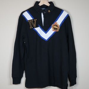 Solid Black Long-Sleeve Polo Shirt